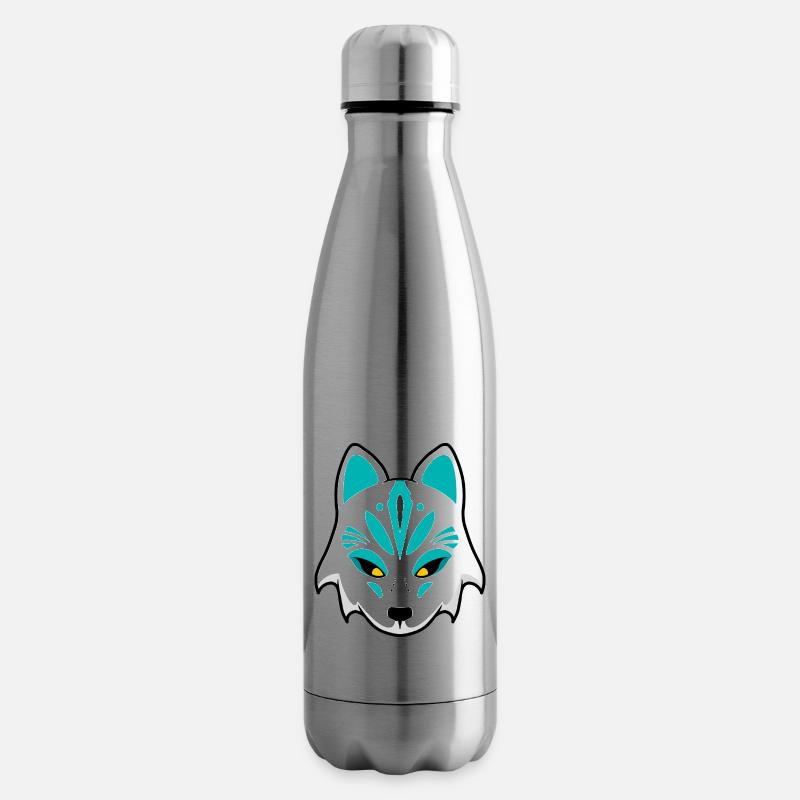 Kitsune Masque bleu - Bouteille isotherme - argent clair