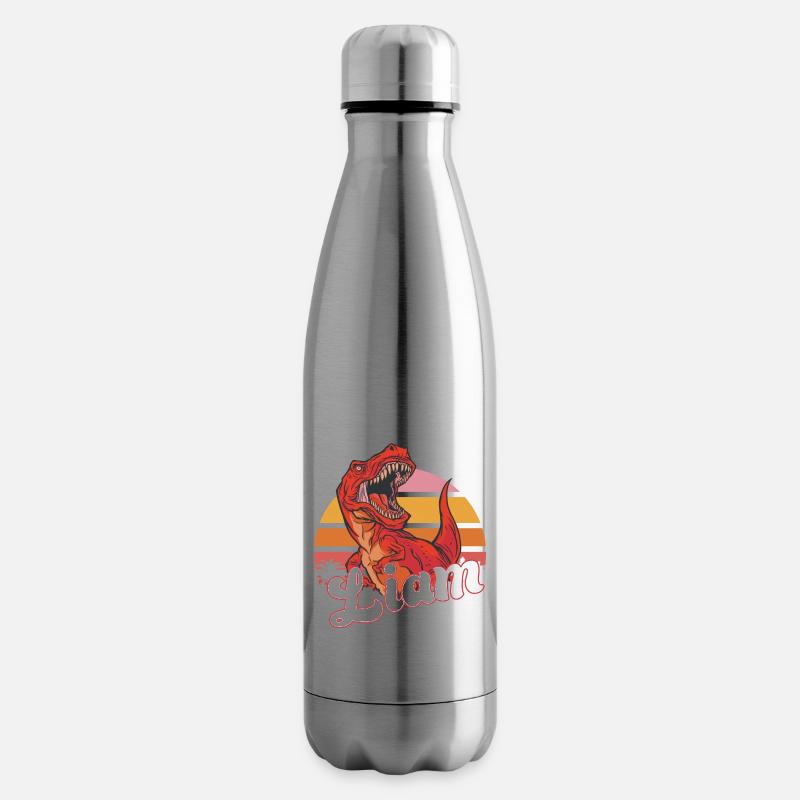 LIAM - Schöner Jungen Name mit T-REX Dino - Isolierflasche - Lightsilver