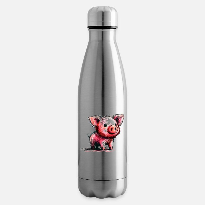 Schweinchen - Isolierflasche - Lightsilver
