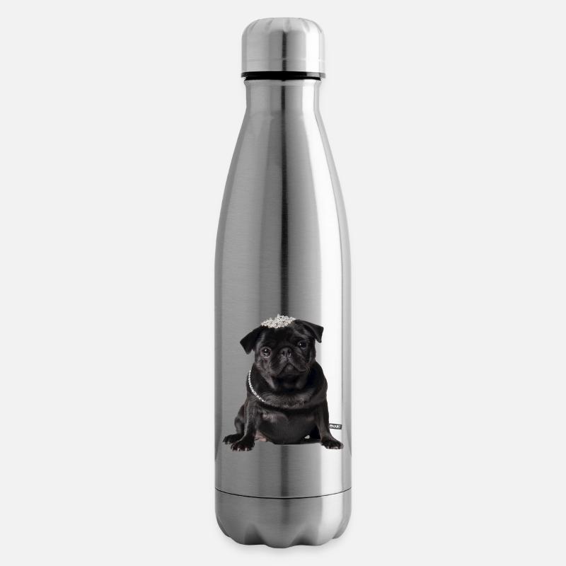 Mops schwarz - Isolierflasche - Lightsilver