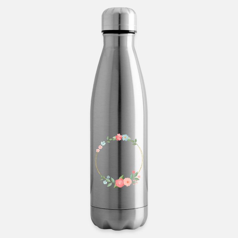 Blumenkranz. Modern. Personalisierbar als Geschenk - Isolierflasche - Lightsilver