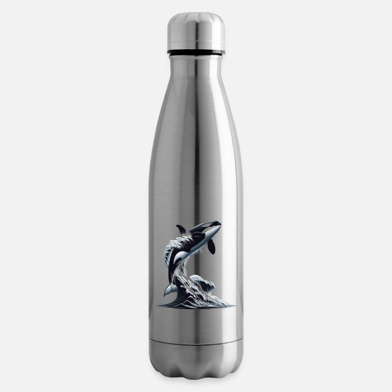 Ein Orca, der in einen Wellenozean springt - Isolierflasche - Lightsilver