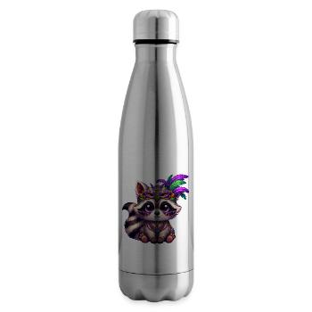 Mardi Gras Bär Waschbär Handbär Süß Comic - Isolierflasche - Lightsilver - Rechts
