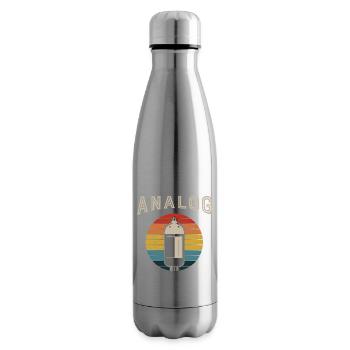 Retro Analog Modular Synthesizer Musician - Insulated Water Bottle - silver - Right