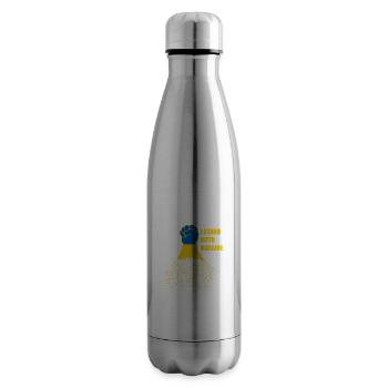 Je soutiens le drapeau ukrainien de l’Ukraine - Bouteille isotherme - argent clair - Droite