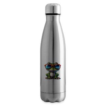 Frog / Animal / Quack / Toad / Pond / Hop - Insulated Water Bottle - silver - Right