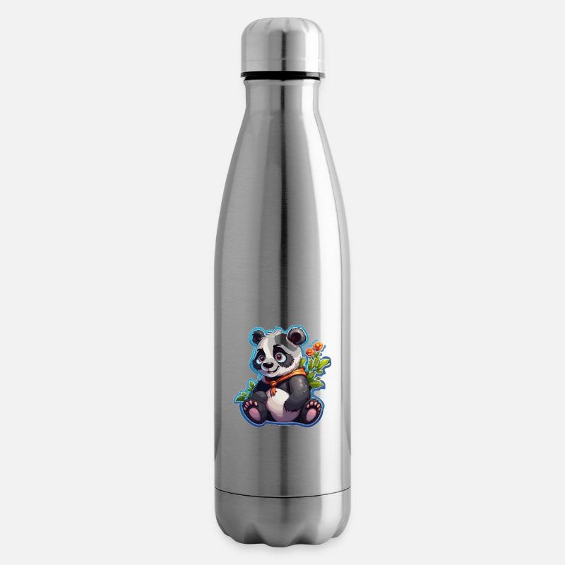 Panda / Tier / Zoo / Bambus / Wild / Kindlich - Isolierflasche - Lightsilver