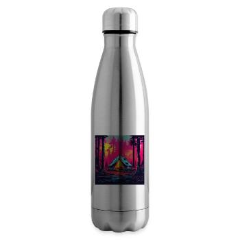 Forest / Wild / Tent / Wilderness / Trees / Life - Insulated Water Bottle - silver - Right