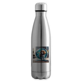Animal dans bulle de savon / enfantin / mignon / chien - Bouteille isotherme - argent clair - Droite