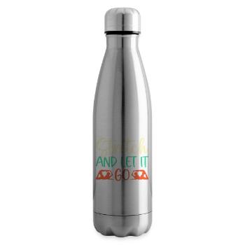 Yoga Stretch & Let It Go Funny Yoga - Insulated Water Bottle - silver - Right
