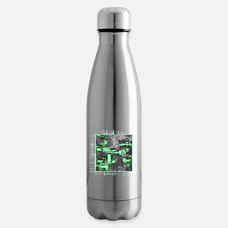 Carte mère stylisée verte - Bouteille isotherme - argent clair