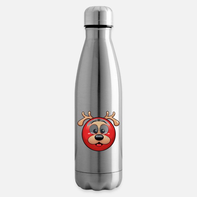 Rundes Rentier-Weihnachtskugel Comic Design - Isolierflasche - Lightsilver