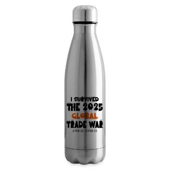 J’ai survécu à la guerre commerciale mondiale de 2025 3Feb25 Drôle - Bouteille isotherme - argent clair - Droite
