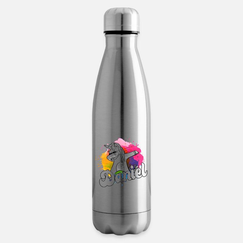 DANIEL - Schöner Jungen Name mit Coolem Einhorn - Isolierflasche - Lightsilver