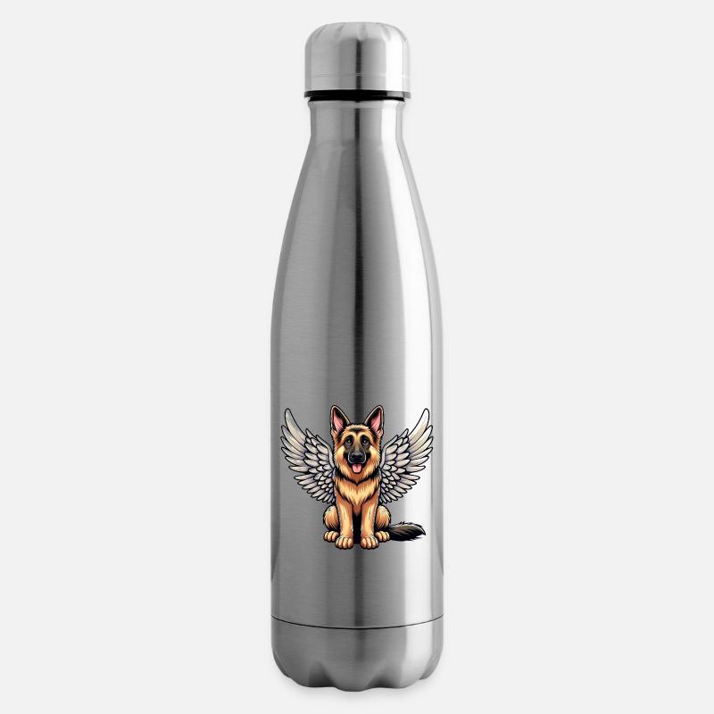 Deutscher Schäferhund Engel - Wächter mit Flügeln - Isolierflasche - Lightsilver