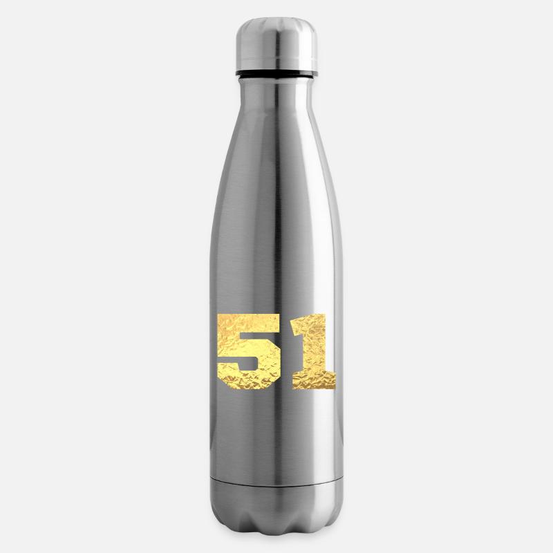 Nummer 51 Gold Glitter - 51. Jahrestag - Isolierflasche - Lightsilver