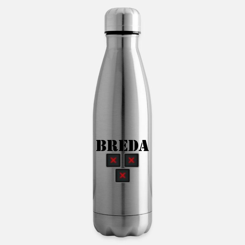 BREDA Text mit roten Straßenkreuzen, breda Noord-Braba - Isolierflasche - Lightsilver