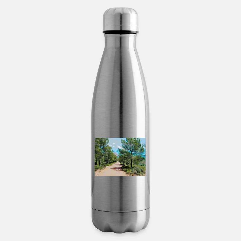 Zeichnung der Provence - Wanderweg - Isolierflasche - Lightsilver