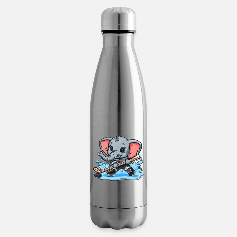 Elefant als Eishockeyspieler - Isolierflasche - Lightsilver