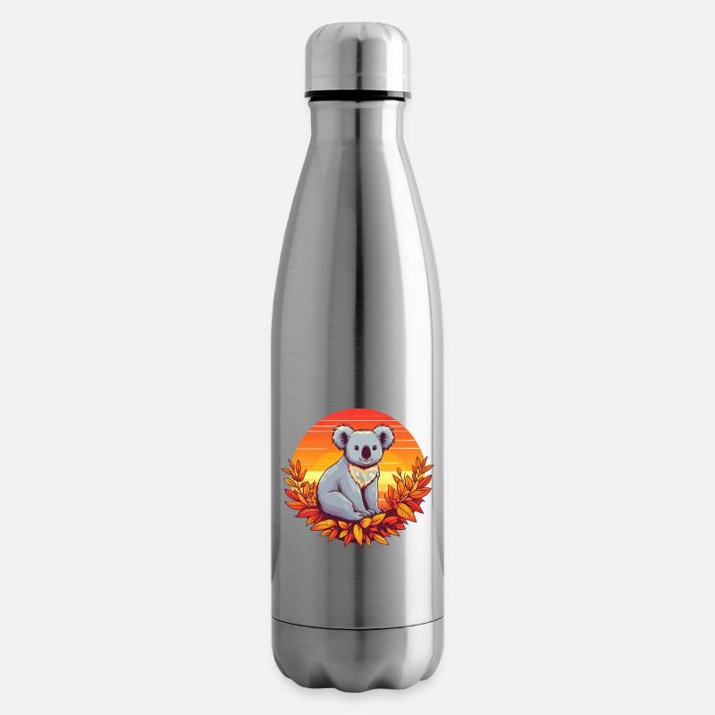 Herbstlicher Koala in bunten Blättern - Isolierflasche - Lightsilver
