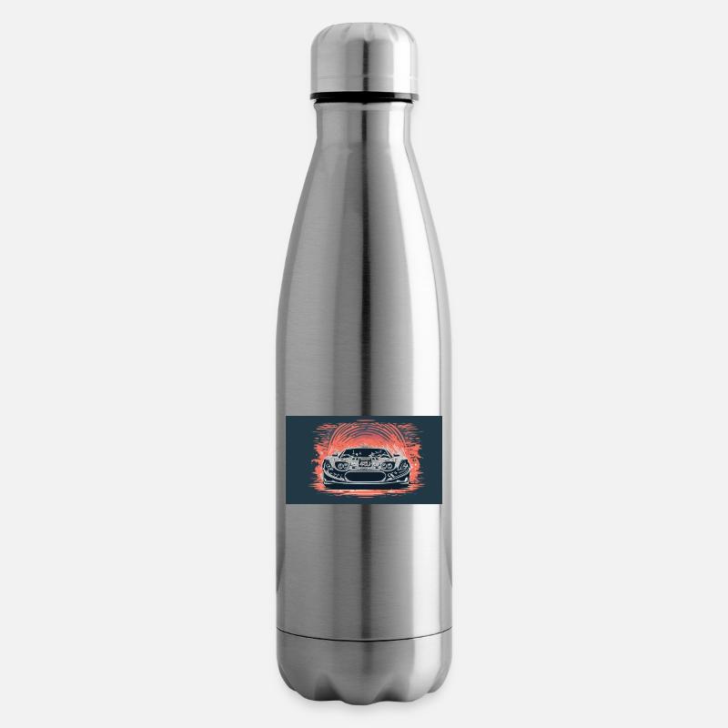 Voiture de course blanche au coucher du soleil - Bouteille isotherme - argent clair
