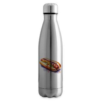 Illustration d’art de rue Hot Dog - Bouteille isotherme - argent clair - Droite