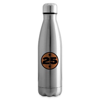 25 Vingt Cinq Cercle Orange Noir âge anniversaire - Bouteille isotherme - argent clair - Droite