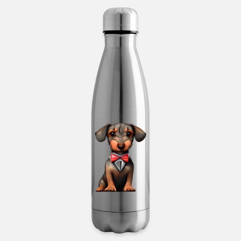 Teckel avec nœud papillon Teckel chiot Chiens - Bouteille isotherme - argent clair