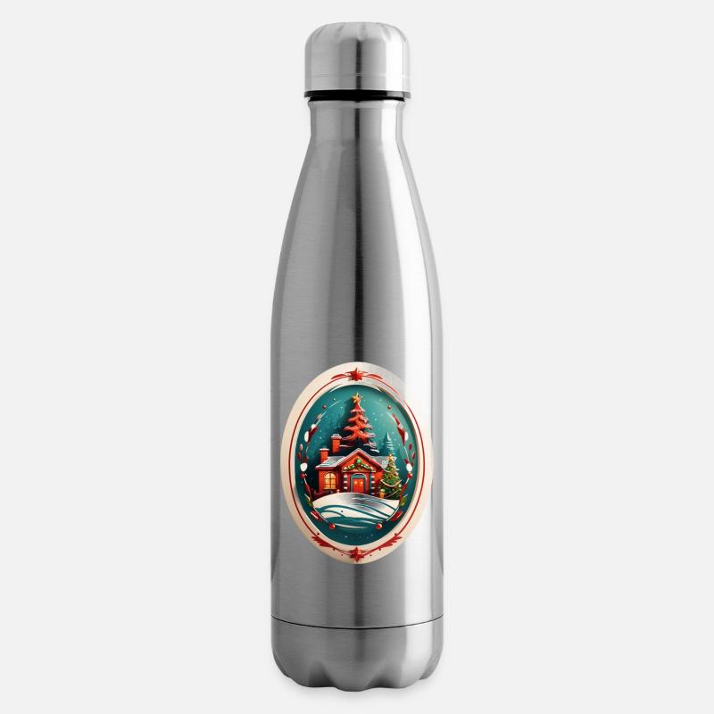 Cabane de Noël - Bouteille isotherme - argent clair