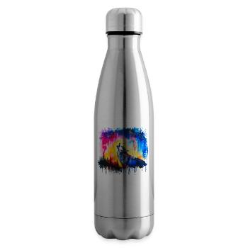 Wolf Aquarell - Isolierflasche - Lightsilver - Rechts