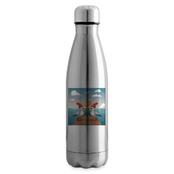 02 Lustige Möwen trinken Flaschen Bier Meer Prost - Isolierflasche - Lightsilver - Rechts