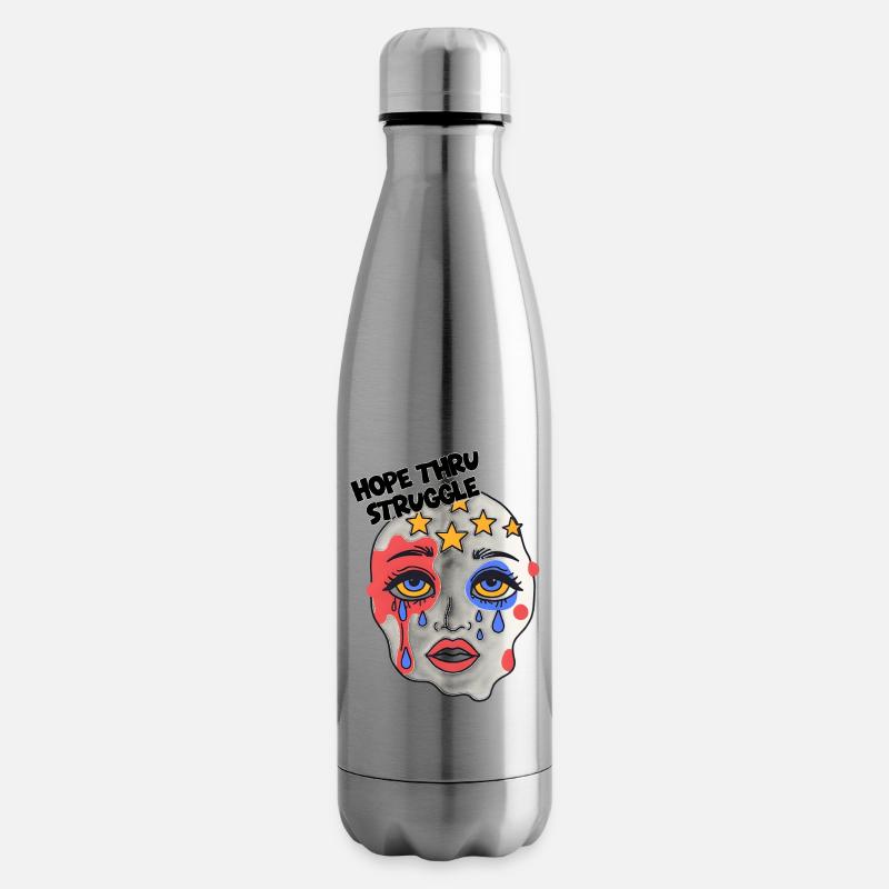 Hope thru Struggle Mask - Insulated Water Bottle - silver