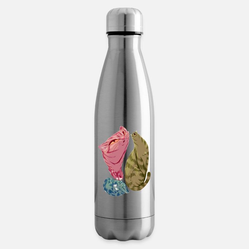 Triade von weichen Katzen in Pastellfarben - Isolierflasche - Lightsilver