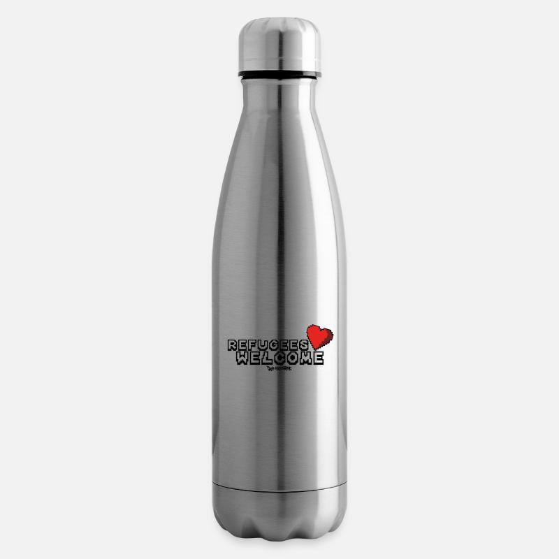 Refugees Welcome Pixel Design - Isolierflasche - Lightsilver