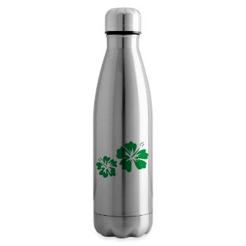 Green hibiscus - Insulated Water Bottle - silver - Right