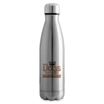 Reader Gift Dogs Books Burgers Fun Burger Lover - Insulated Water Bottle - silver - Right