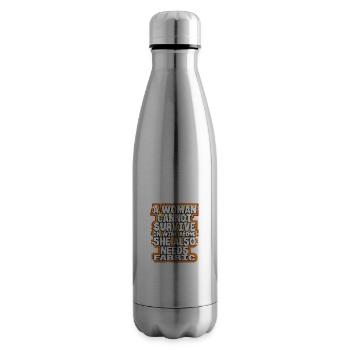 Quilterin Geschenk Frau kann Wein nicht überleben allein braucht - Isolierflasche - Lightsilver - Rechts