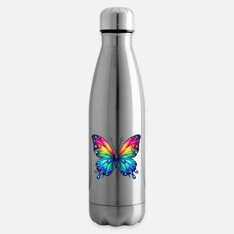 Schmetterling Regenbogen Farbenpracht - Isolierflasche - Lightsilver