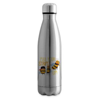 Pull Your Stripes Up | Funny Bee Clothing - Insulated Water Bottle - silver - Right