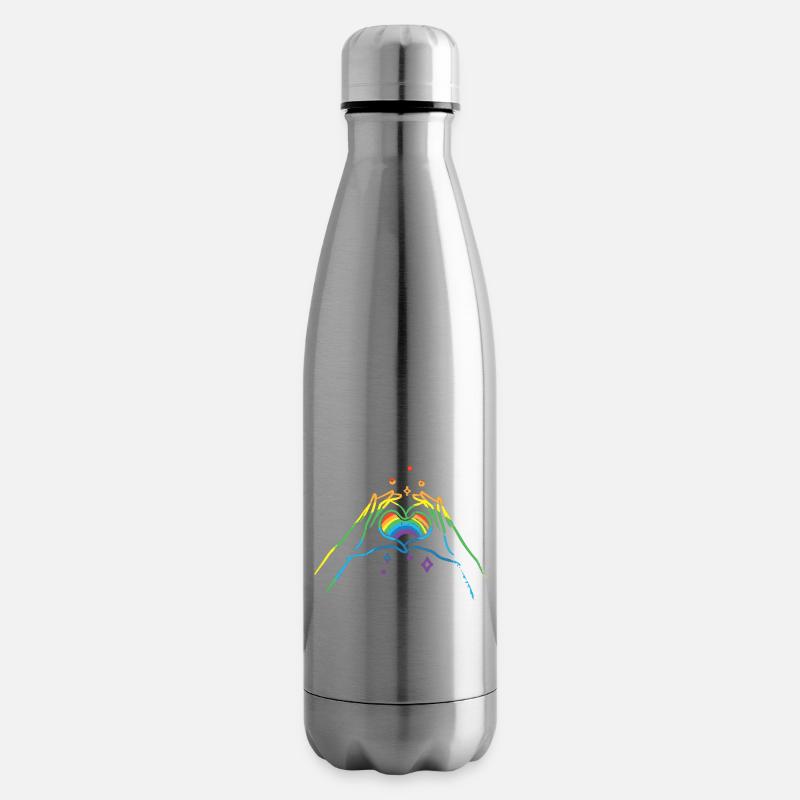 CSD LGBT Hände formen Regenbogen Herz Pride - Isolierflasche - Lightsilver
