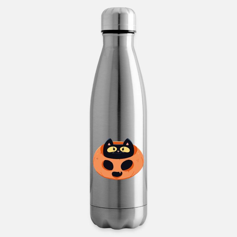 Chat citrouille - Bouteille isotherme - argent clair