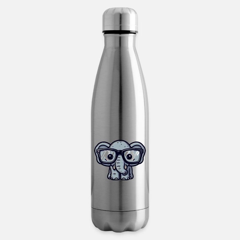 Nerd-Elefant mit Brille - Isolierflasche - Lightsilver