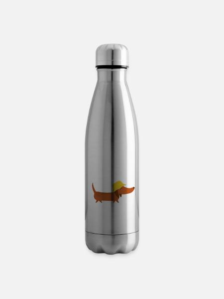 Dackel mit Regenhut - Isolierflasche - Lightsilver