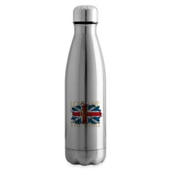 British King Coronation Charles England Flag - Insulated Water Bottle - silver - Right