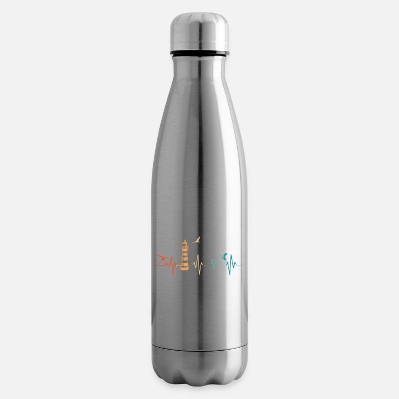 Heartbeat Lighthouse - Geschenkidee - Isolierflasche - Lightsilver