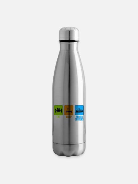 eat sleep achterbahn freizeitpark geschenk - Isolierflasche - Lightsilver