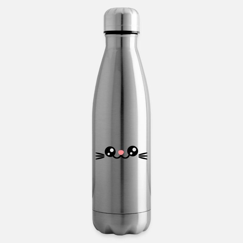Katzengesicht Katzen Augen Süßes Chibi Kätzchen - Isolierflasche - Lightsilver