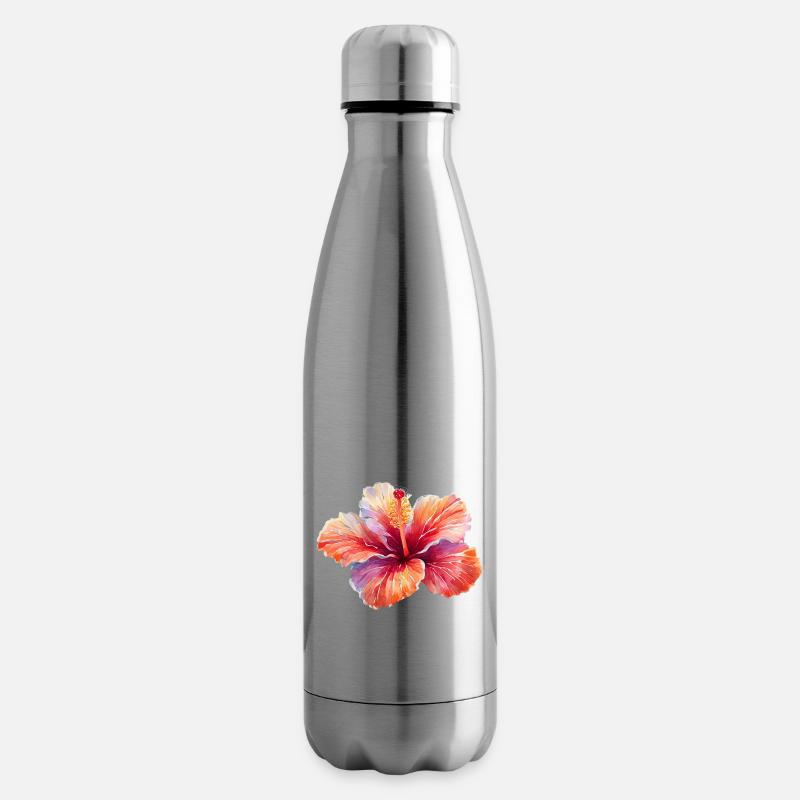 Hibiskusblüte bunt - Isolierflasche - Lightsilver