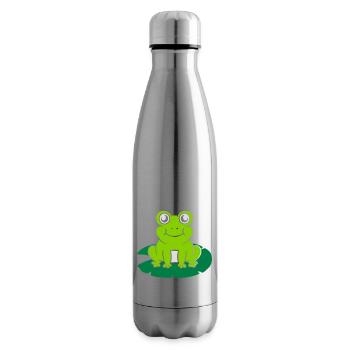 Cute frog sits water lily - Insulated Water Bottle - silver - Right