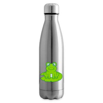 Frog sits water lily Seeblatt - Insulated Water Bottle - silver - Right